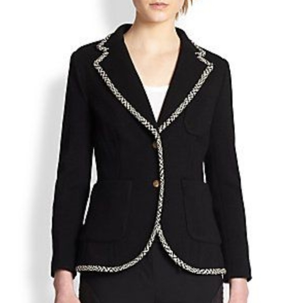 Rag & Bone Bromley Merino Wool Arrow Trim Knit Blazer